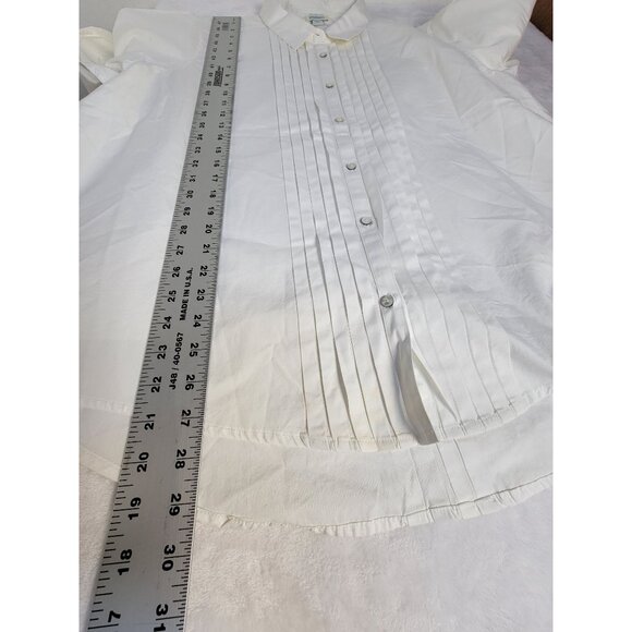 Sundance Womens White Button-Up Pleated Front Shirt XXL 100% Cotton Classic Fit - Picture 7 of 7